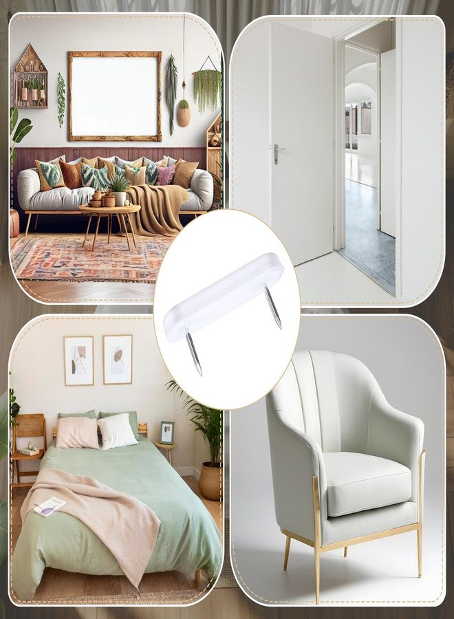 Bremorou 30 Pcs Bedskirt Pins Plastic Head Double Pins Bed Skirt Pins Bed Skirt Holding Pins Or Holders White Furniture Chair Leg Pins Glide Nails Holding Pins for Upholstery Slipcovers and Bedskirts - Image 4