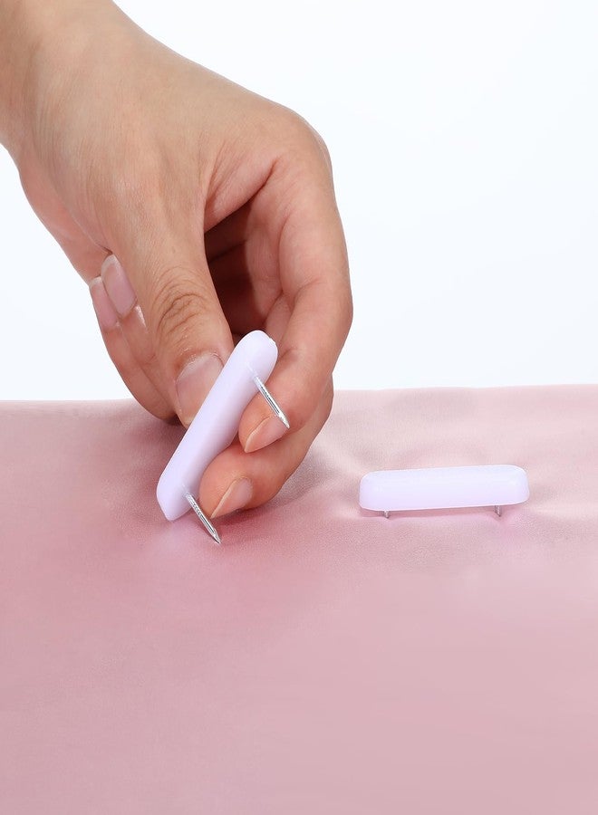 Bremorou 30 Pcs Bedskirt Pins Plastic Head Double Pins Bed Skirt Pins Bed Skirt Holding Pins Or Holders White Furniture Chair Leg Pins Glide Nails Holding Pins for Upholstery Slipcovers and Bedskirts - Image 5