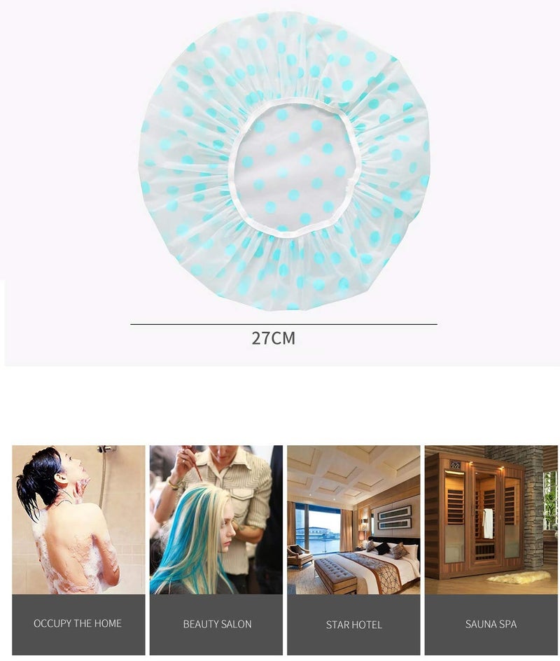 ZIPRON 3 Pieces Waterproof EVA Plastic Shower Cap,Elastic Reusable Bathing Cap,Beauty Salon Spa Lace Elastic Band Flower Printed Hat Environmental Protection Hair Bath Caps - Image 2