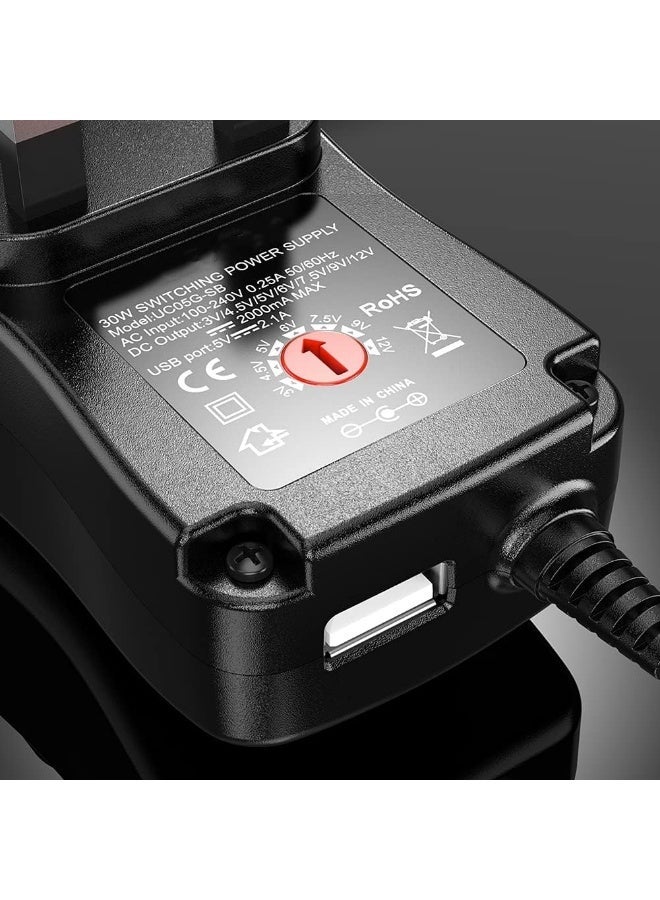 FIRST PRO Universal 30W AC DC Power Adapter 3V 4.5V 5V 6V 7.5V 9V 12V Adjustable Switching Power Supply Charger with 8 Interchangeable Tips 2A Max for Routers CCTV Cameras LED Strip Speakers Electronics - Image 3