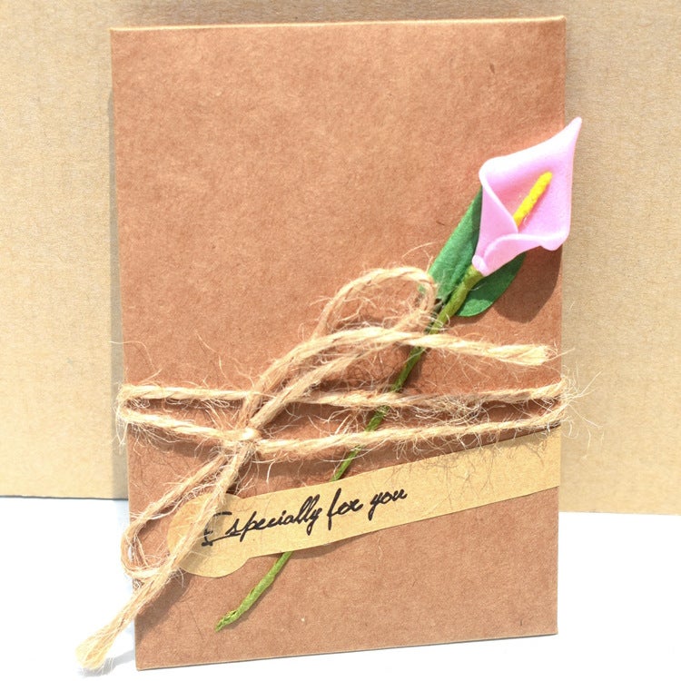 Creative Diy Vintage Kraft Paper Small Dried Flower Greeting Card Teacher Mother'S Day Greeting Card Birthday Valentine'S Day Card - Image 1