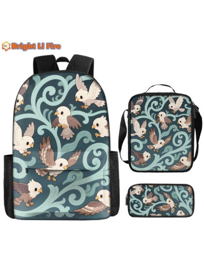 Bright Li Fire popular new cute cartoon print, three-piece practical bag combination (students, children, friends outings, mountain climbing, etc. can be used) - 117 - Image 1