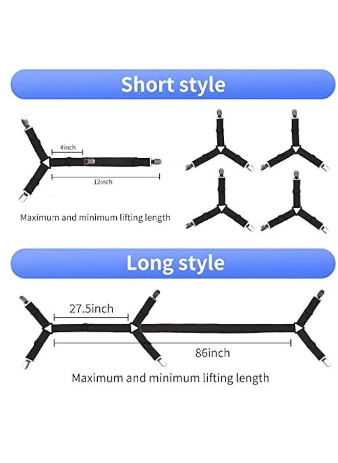 Generic Luyena Bed Sheet Straps,4+1 Pcs Fitted Sheet Clips Holder,Upgraded Triangular Sheet Clip for Corner, Elastic Adjustable Sheet Strap for Mattress Cover, Sheet, Sofa Cushion 1(Black)  - Image 3