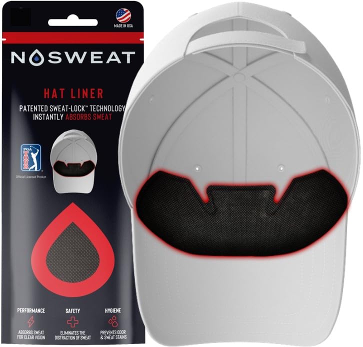 No Sweat Golf Hat Sweat Liner â€“ Prevents Stains & Odor by NoSweat- Patented Technology Made in The USA (3) Blk - Image 2