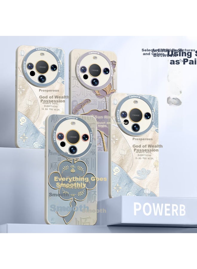 Xp Suitable For Huawei Mate60 Phone Case Lens Full Coverage Mate60 Soft Heat Dissipation Silicone National Tide Men And Women High-End Sense Anti-Fall With Hanging Rope Protection Case - Antique White - Image 4