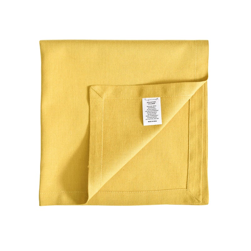 FINGERCRAFT Dinner Cloth Napkins Yellow in Cotton Linen Blend Fabric 12 Pack  Premium Quality  Mitered Corners for Every Day Use Napkins are Pre Shrunk and Good Absorbency Easter Special Color (Yellow)  - Image 4