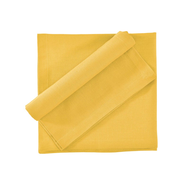 FINGERCRAFT Dinner Cloth Napkins Yellow in Cotton Linen Blend Fabric 12 Pack  Premium Quality  Mitered Corners for Every Day Use Napkins are Pre Shrunk and Good Absorbency Easter Special Color (Yellow)  - Image 3