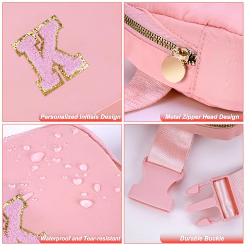 Uygafly Personalized Belt Bag for Women Girls - Fashion Mini Waist Packs with Adjustable Strap - Trendy Travel Fanny Pack Crossbody Bags with Initial Letter - Teen Gifts | Peach,K - Image 5