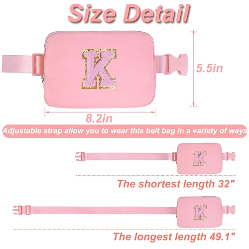 Uygafly Personalized Belt Bag for Women Girls - Fashion Mini Waist Packs with Adjustable Strap - Trendy Travel Fanny Pack Crossbody Bags with Initial Letter - Teen Gifts | Peach,K - Image 4