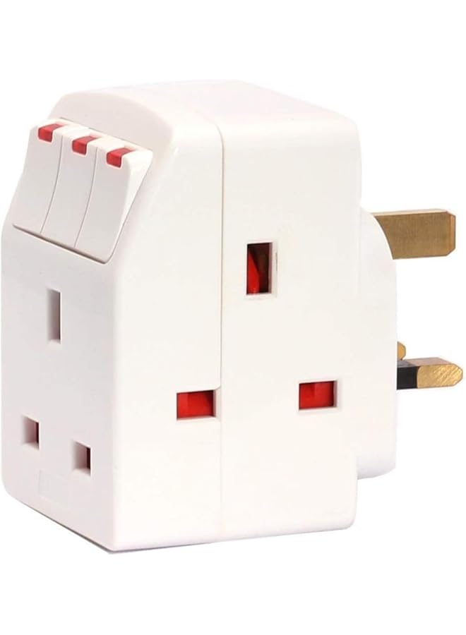 promass ESMA Approved 3Way British Plug Multi Adapter with Individual Switches, BS1362 Fused UK Plug Adaptor - Image 1