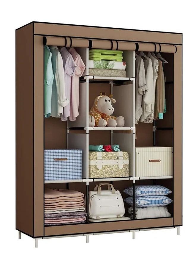 Portable Fabric Canvas Wardrobe With Storage Cupboard Organiser Brown 130x175x45cm - pzsku/Z685CD527CC289BD2E0FCZ/45/_/1655987775/59f27f62-b9d6-4e38-8e67-72dfac9961ba