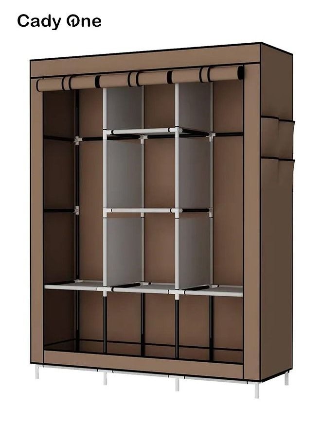 Portable Fabric Canvas Wardrobe With Storage Cupboard Organiser Brown 130x175x45cm - pzsku/Z685CD527CC289BD2E0FCZ/45/_/1655987775/77964497-e910-400a-9270-95db2b469173