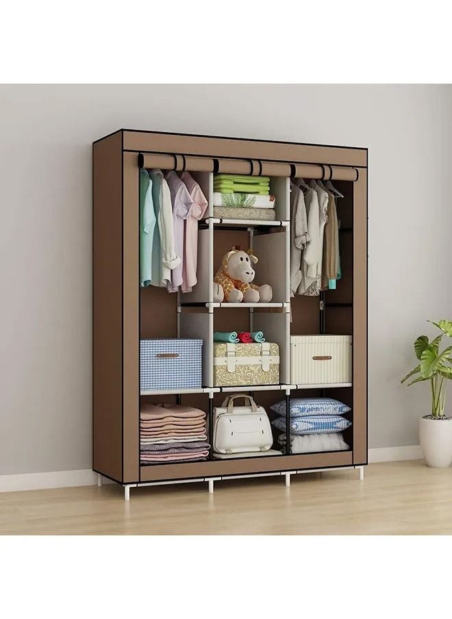 Portable Fabric Canvas Wardrobe With Storage Cupboard Organiser Brown 130x175x45cm - pzsku/Z685CD527CC289BD2E0FCZ/45/_/1655987775/cf95c962-9939-4dce-a5af-bbe48b01c7fb