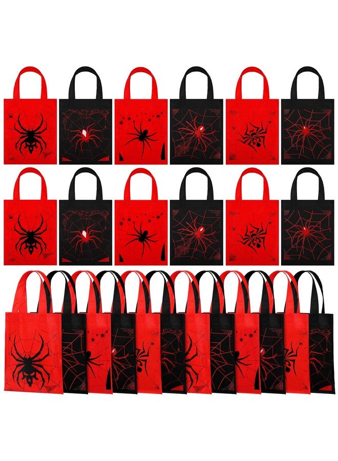 Ferraycle 24 حزمة أكياس هدايا بتصميم العنكبوت هدايا حفلة العنكبوت أكياس معالجة غير منسوجة قابلة لإعادة الاستخدام مع مقابض مستلزمات حفلة عيد ميلاد بتصميم العنكبوت للأطفال الأولاد 6 أنماط (نمط مخيف) - Image 1