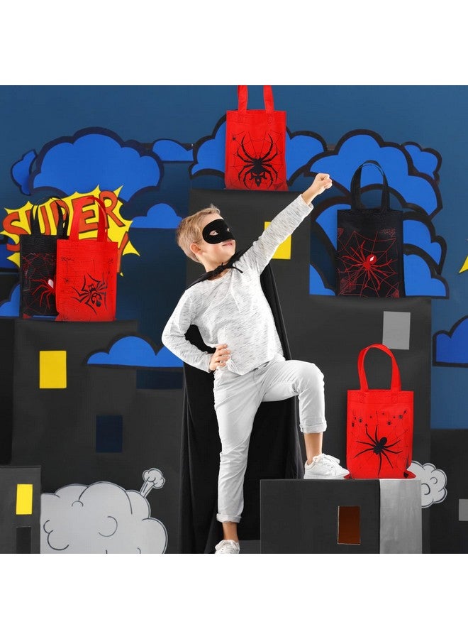 Ferraycle 24 حزمة أكياس هدايا بتصميم العنكبوت هدايا حفلة العنكبوت أكياس معالجة غير منسوجة قابلة لإعادة الاستخدام مع مقابض مستلزمات حفلة عيد ميلاد بتصميم العنكبوت للأطفال الأولاد 6 أنماط (نمط مخيف) - Image 3