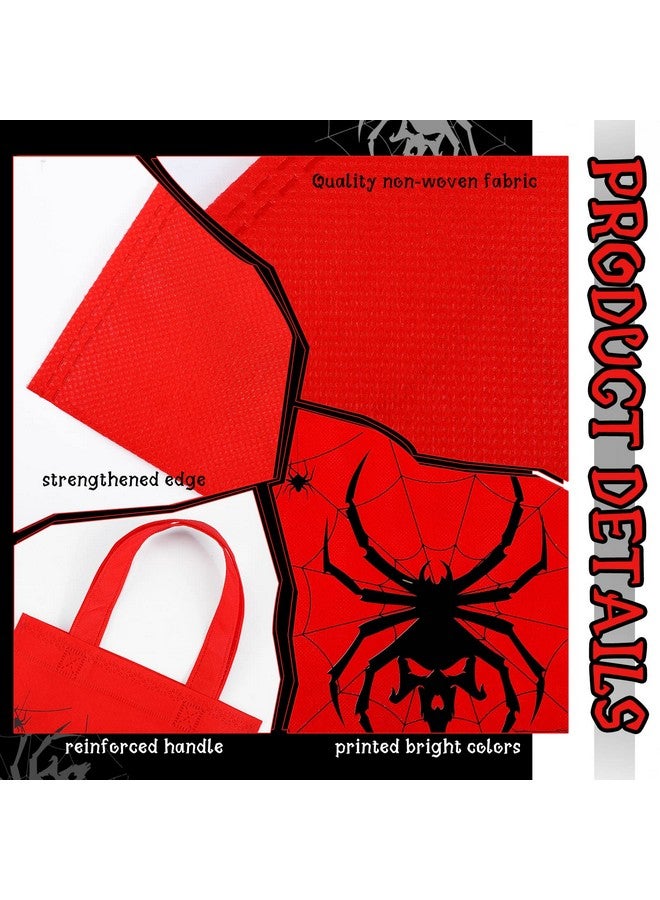 Ferraycle 24 حزمة أكياس هدايا بتصميم العنكبوت هدايا حفلة العنكبوت أكياس معالجة غير منسوجة قابلة لإعادة الاستخدام مع مقابض مستلزمات حفلة عيد ميلاد بتصميم العنكبوت للأطفال الأولاد 6 أنماط (نمط مخيف) - Image 5