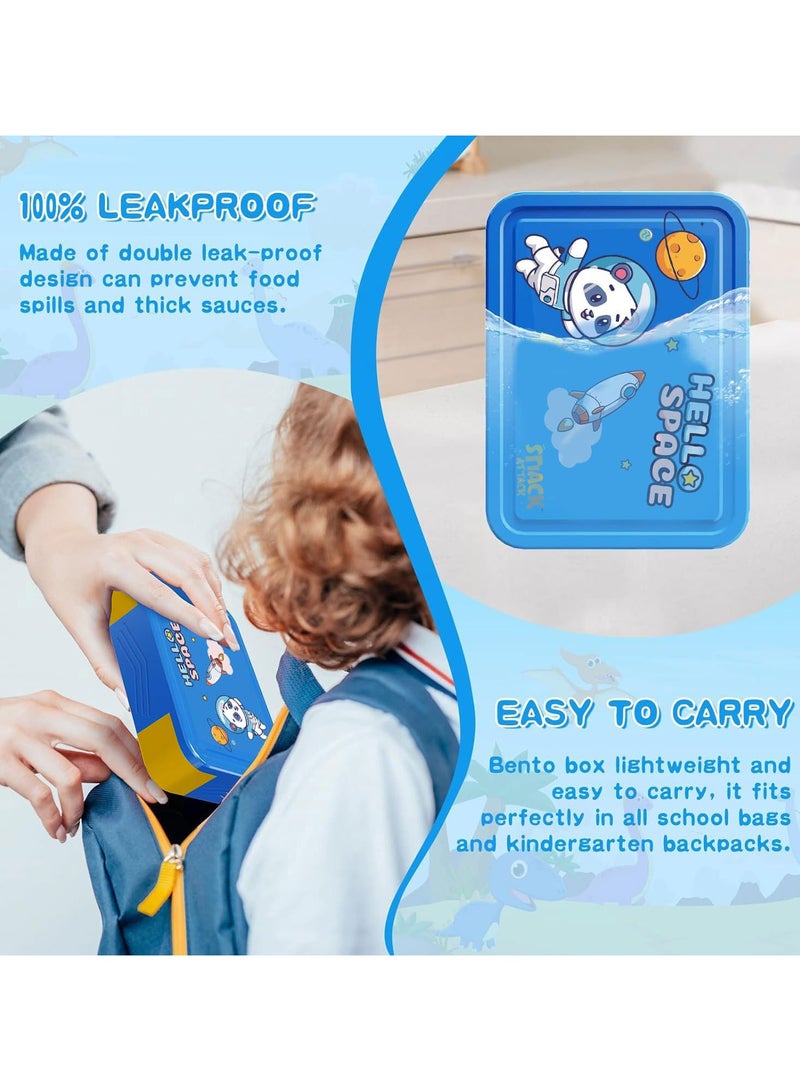Snack attack Lunch box for kids school Bento box style, Lunch Box with 5 Compartments Cutlery Set, Leak-Proof Bento Box Snack Boxes for Kids Adults School, Picnic, Trips (Blue) 1330ML  - Image 5
