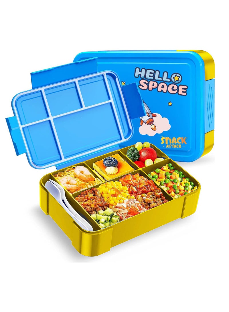 Lunch box for kids school Bento box style, Lunch Box with 5 Compartments Cutlery Set, Leak-Proof Bento Box Snack Boxes for Kids Adults School, Picnic, Trips (Blue) 1330ML