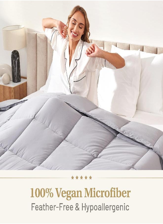 Lavish Comforts The Ultimate Fluffy Comforter Duvet Insert Queen- Luxury Down Alternative Comforter Queen Fluffy Duvet Insert Comforter Premium All Season Breathable Hotel Collection Puffy Comforter (Queen Grey)  - Image 3