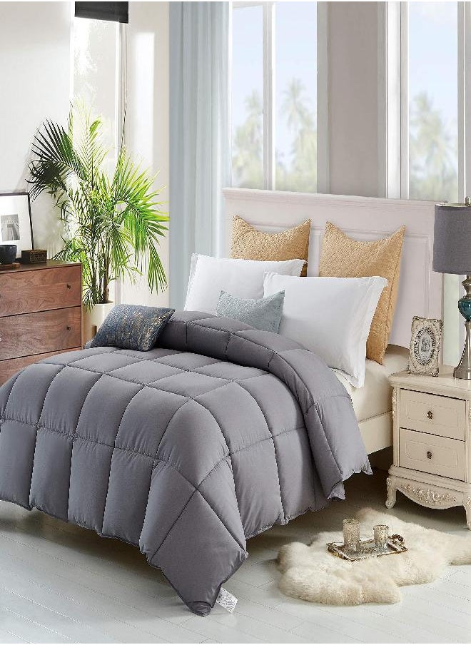 Lavish Comforts The Ultimate Fluffy Comforter Duvet Insert Queen- Luxury Down Alternative Comforter Queen Fluffy Duvet Insert Comforter Premium All Season Breathable Hotel Collection Puffy Comforter (Queen Grey)  - Image 2