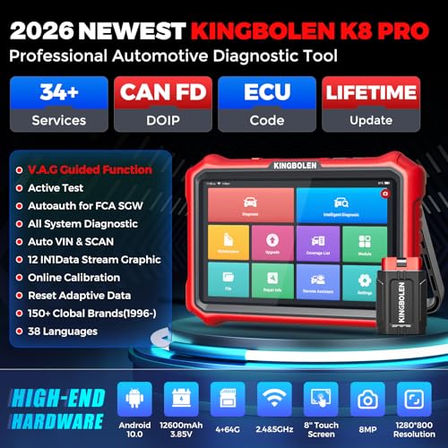 KINGBOLEN K8 Pro OBD2 Scanner Bluetooth 2026 Bidirectional Scan Tool with Lifetime No Subscription Update 8 All System Diagnostic Tool ECU Code 34 Reset CANFDDOIP VAG Guide FCA AutoAuth - Image 3