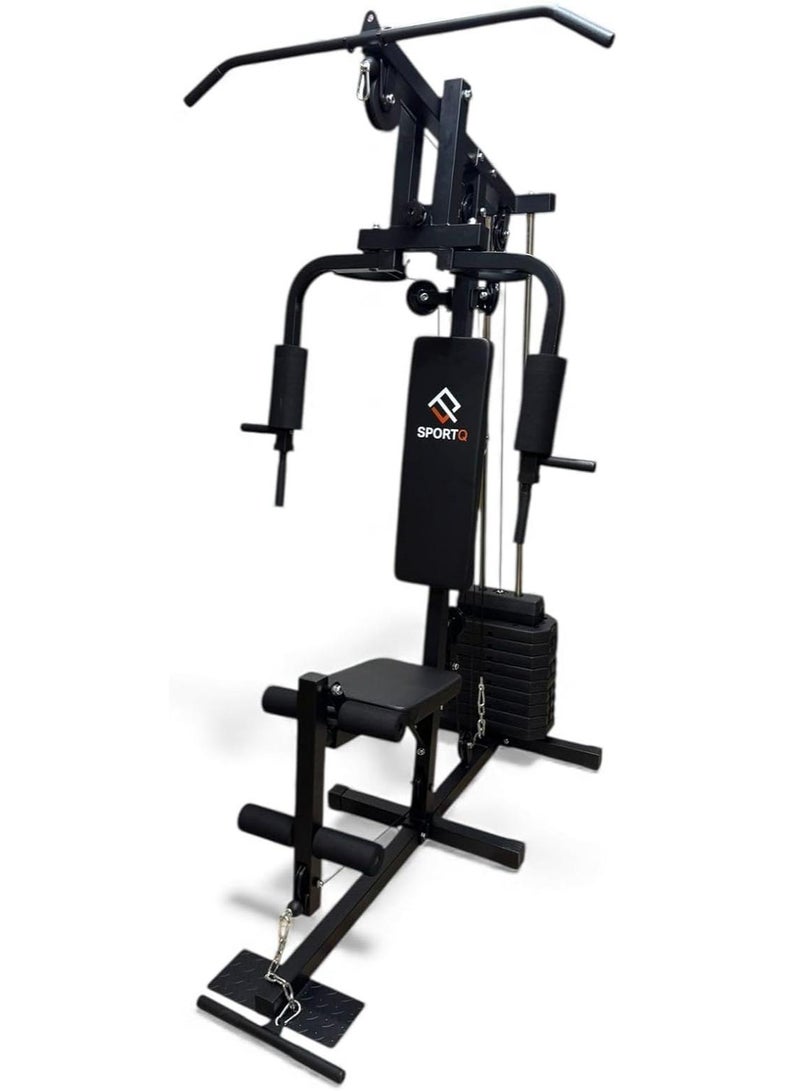 سبورت كيو جهاز جيم منزلي متعدد الوظائف SportQ® | محطة تمارين شاملة للصدر والظهر والذراعين والساقين مع أوزان مدمجة ونظام بكرات قوي – جهاز فتنس متكامل للمنزل وزن 100 رطل - Image 1