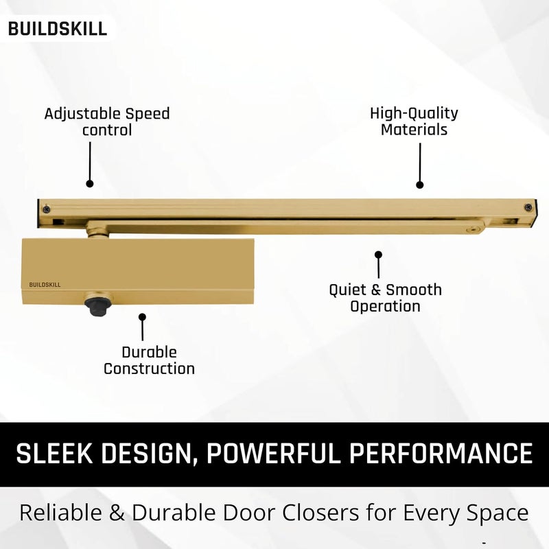 BUILDSKILL Hydraulic Door Closer with Pelmet Arm, Door Closer for Wooden Door, Aluminium, Metal Door, Automatic Door Closer for Home, Door Stopper with Adjustable Speed, 85 Kg, Antique (Pack of 1) - Image 2