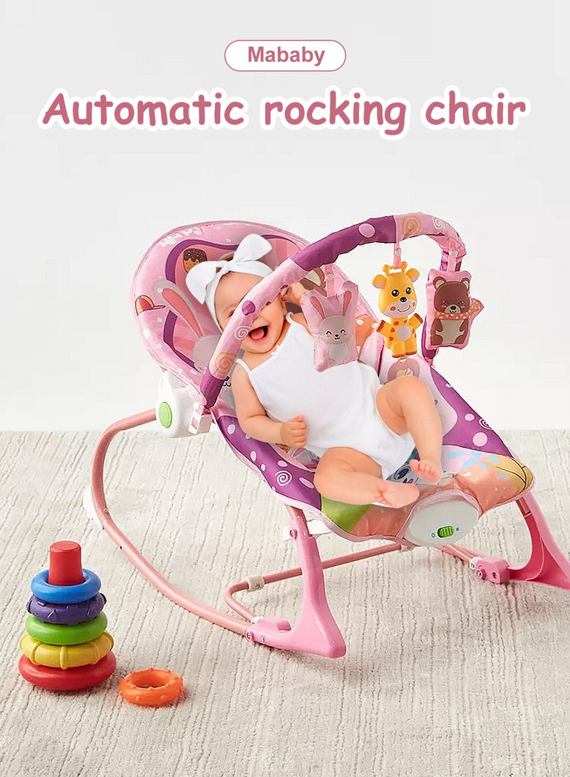 ما بيبي كرسي هزاز متعدد الوظائف للأطفال، أرجوحة اهتزازية موسيقية للأطفال، كرسي هزاز مع مسند ظهر قابل للتعديل وقلادة لعبة - Image 2