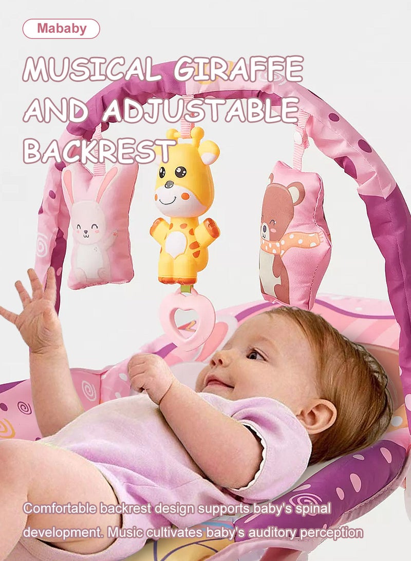 ما بيبي كرسي هزاز متعدد الوظائف للأطفال، أرجوحة اهتزازية موسيقية للأطفال، كرسي هزاز مع مسند ظهر قابل للتعديل وقلادة لعبة - Image 5