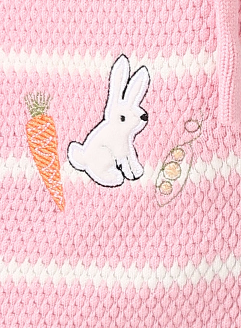 Andora Girls Hooded Neck Striped Sweatshirt _ Pink & White  - Image 5