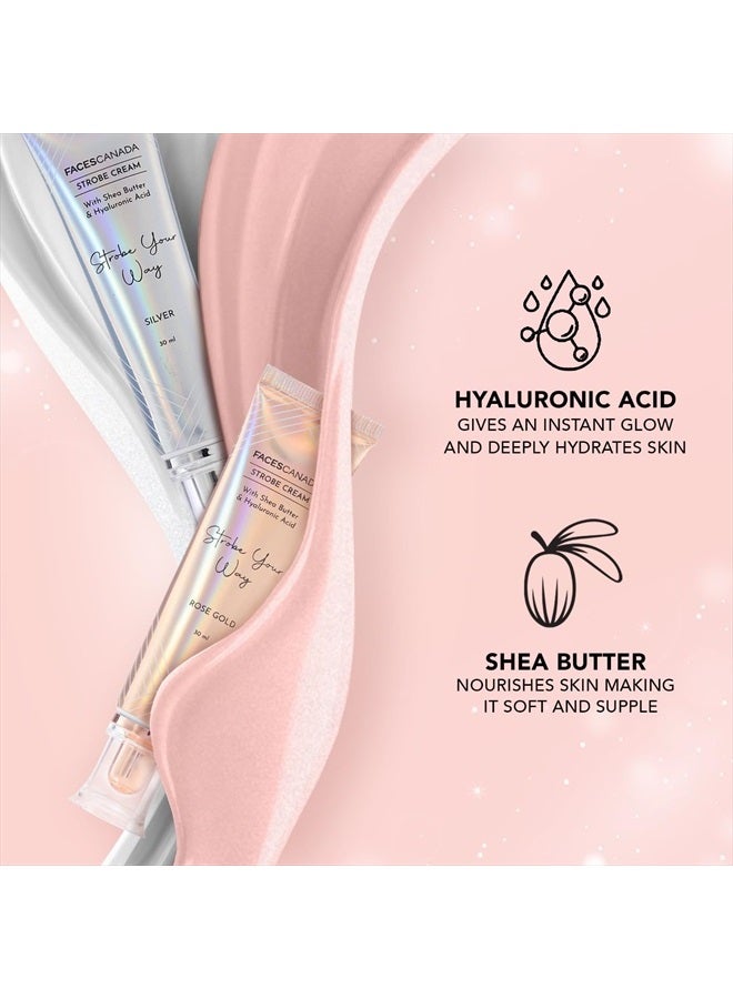 Facescanada Strobe Cream - Rose Gold | with Shea Butter & Hyaluronic Acid | Hydrating & Illuminating Makeup | for Radiant Dewy Skin | 1.01 Fl oz (30ml) - Image 5
