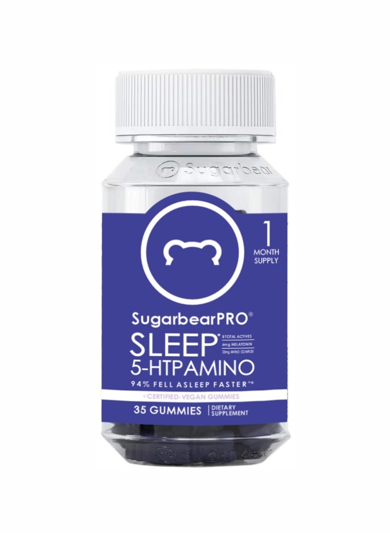 SugarbearPRO 35 حبة جومي للنوم 5-HTP أحماض أمينية نباتية - إمداد لمدة شهر واحد - Image 1