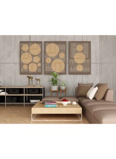 Home Gallery Set of Neutral Mid Century Modern Geometric set of 3 Printed canvas wall art  - Image 2
