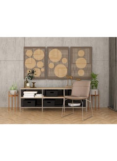 Home Gallery Set of Neutral Mid Century Modern Geometric set of 3 Printed canvas wall art  - Image 3