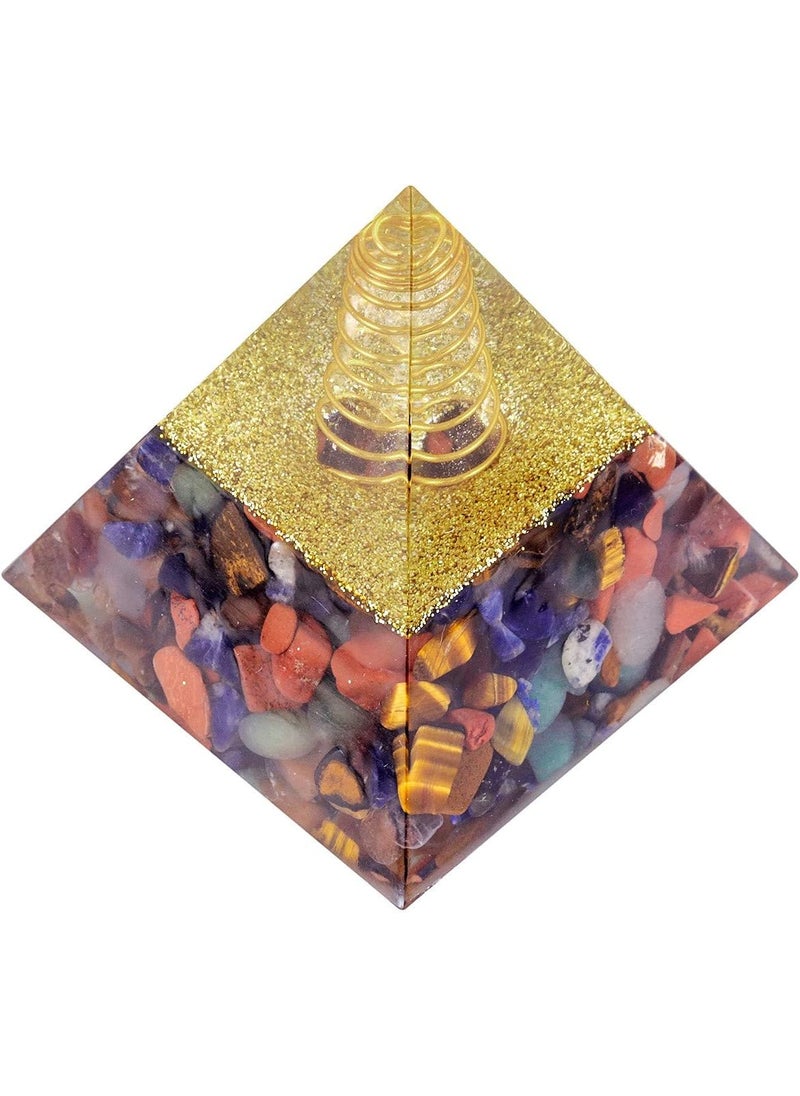 SUNYIK SUNYIK Energy Stone Generator Orgone Pyramid for Healing Meditation Protection Metaphysical 2.3", Rainbow Stone, 2.3" High 