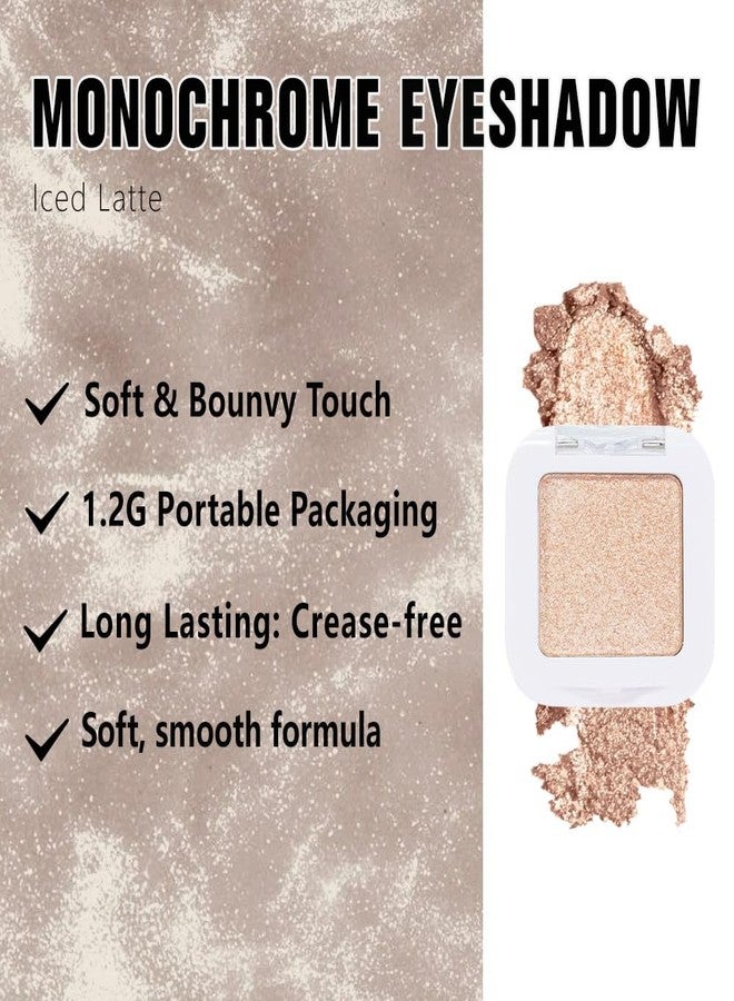 HHLTOH Light Nude Brown Shimmer Single Eyeshadow Makeup Palette, Natural Nude Brown Single Eye Shades, Creamy Pressed Powder for Easy Blending, Mini Travel Palette for Women, Everyday Eyeshadow Makeup - Image 3