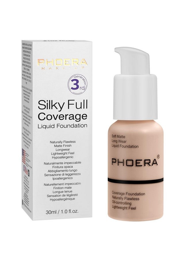 Hilareco PHOERA Foundation, PHOERA Matte Liquid Foundation,PHOERA Makeup for Women, PHOERA Foundation Full Coverage Concealer, 30ml 24HR Matte Oil Control Concealer (101- Porcelain) - Image 1