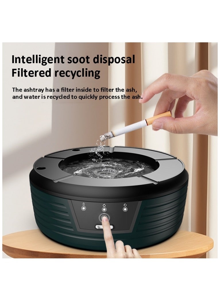 Inductive Automatic Flushing Ashtray Purifies The Air and Removes Cigarette Smell - Green - Image 2