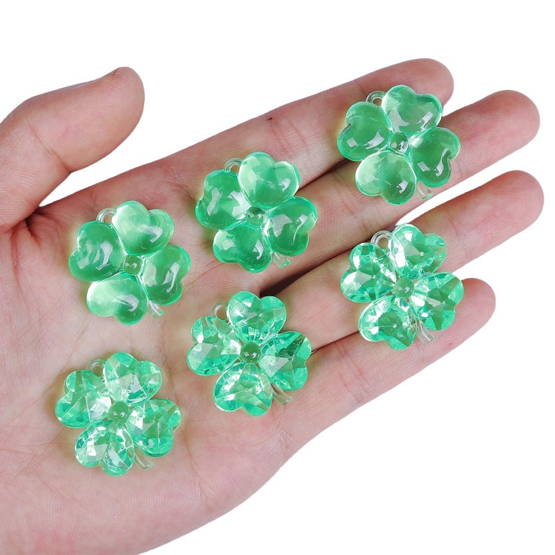 FXMHEHBB Acrylic Shamrocks St Patricks Day Decorations, 65pcs Mini Green Clear Crystal Clover Vase Filler Ornaments for Table Centerpieces DIY Crafts - Image 4