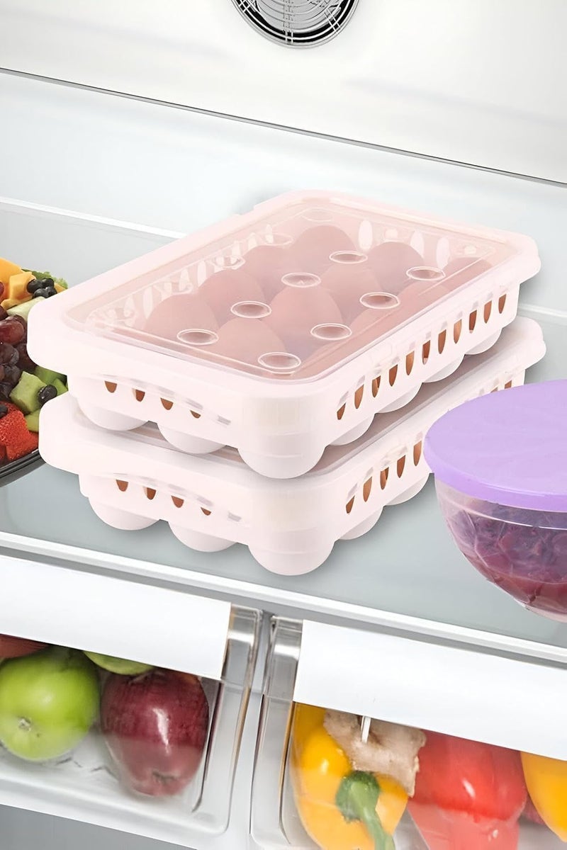 Egg Holder 15 Grid Storage Box with Lid for Refrigerator Fridge Stackable Plastic Tray Container Kitchen Organizer - Image 4