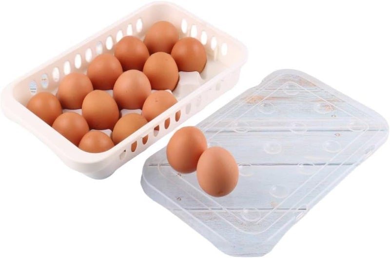Egg Holder 15 Grid Storage Box with Lid for Refrigerator Fridge Stackable Plastic Tray Container Kitchen Organizer - Image 2