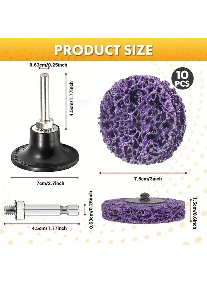 Doioytar 3 بوصة عجلات تلميع سريعة التغيير 10 قطع أقراص سنفرة مرنة - Image 5