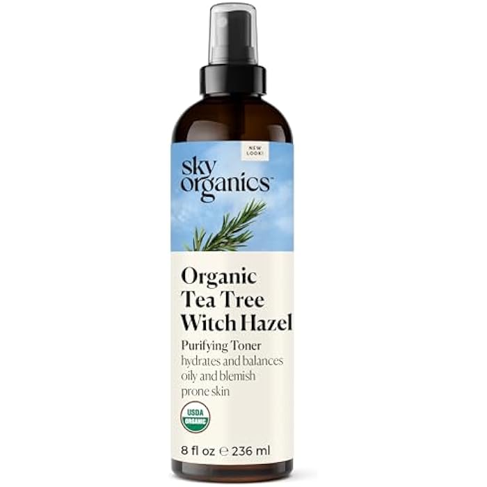 Sky Organics Organic Tea Tree & Witch Hazel for Face, Purifying Facial Toner to Hydrate, Soothe, Cleanse and Balance Blemish-Prone Skin, Helps Minimize The Appearance of Pores, 8 fl oz webook - Image 1