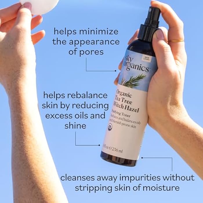 Sky Organics Organic Tea Tree & Witch Hazel for Face, Purifying Facial Toner to Hydrate, Soothe, Cleanse and Balance Blemish-Prone Skin, Helps Minimize The Appearance of Pores, 8 fl oz webook - Image 4