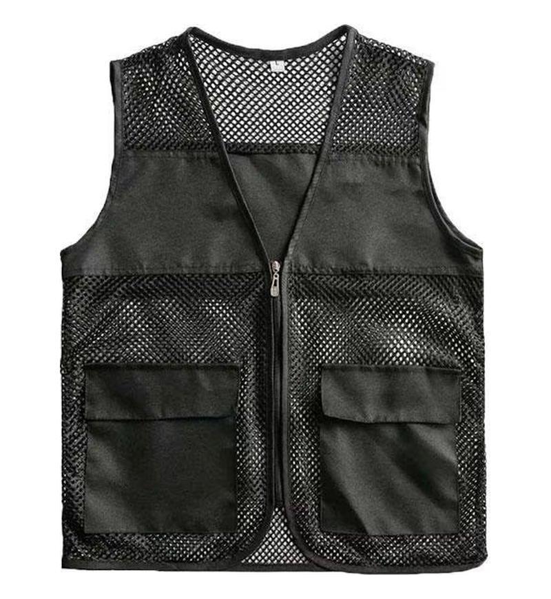 Fishing net vest custom printed logo early education trusteeship training counseling overalls advertising volunteers volunteer vest Black - Image 1