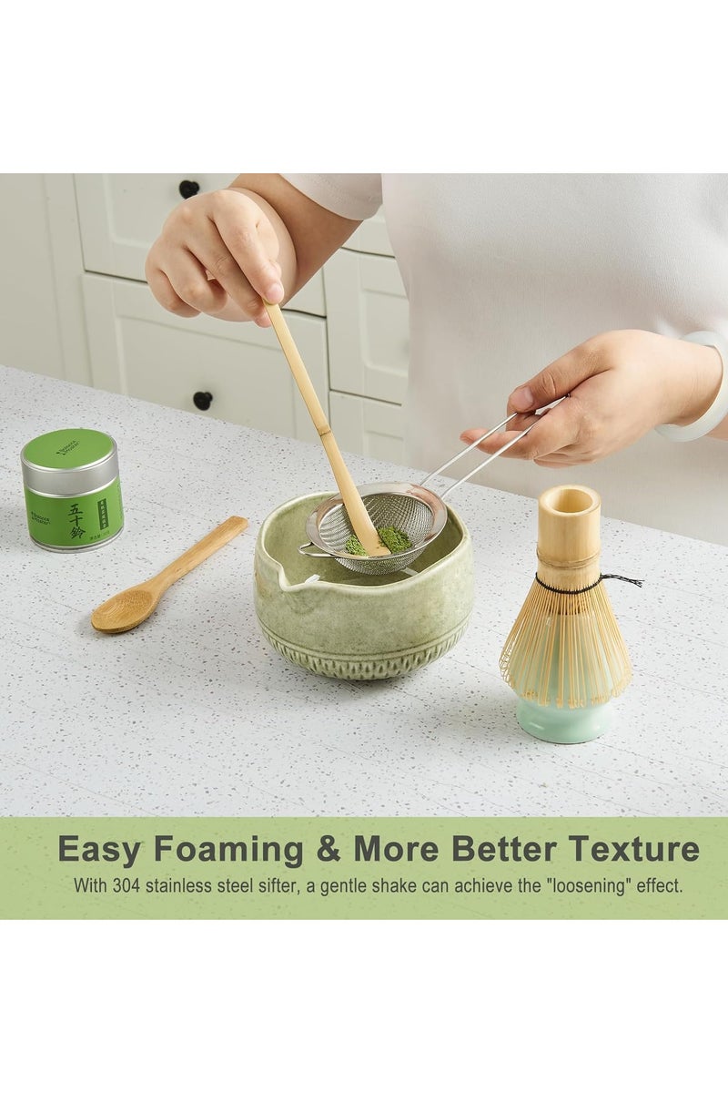 TDAO Matcha Whisk Set 4-Piece Natural Bamboo Matcha Making Tools Kit Includes Whisk Sifter Tea Scoop Spoon Ceremony Accessory Gift for Beginners Daily Use - Image 4