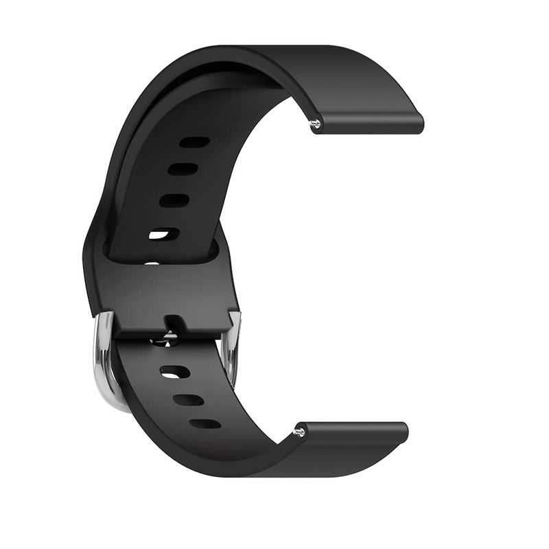 Sounce Silicone 19mm Replacement Band Strap with Metal Buckle Compatible with Boat Xtend Talk, Fireboltt Ninja 3, Fireboltt Ninja 2, Firebollt Rage, Noise Colorfit Pro 2, Noise Colorfit Pulse, Boat Storm Smart Watch & All Watches (Black) - Image 1