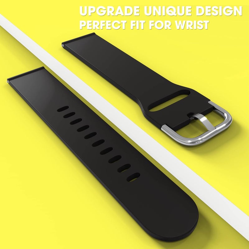 Sounce Silicone 19mm Replacement Band Strap with Metal Buckle Compatible with Boat Xtend Talk, Fireboltt Ninja 3, Fireboltt Ninja 2, Firebollt Rage, Noise Colorfit Pro 2, Noise Colorfit Pulse, Boat Storm Smart Watch & All Watches (Black) - Image 2