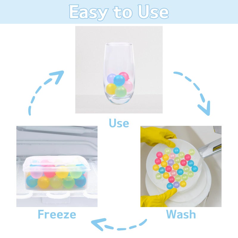 BYTTME Reusable Ice Cube with Lid and Bin, Plastic Ice Cubes Round for Drinks BPA Free, Refreezable Ice Balls for Whiskey, Vodka, Coffee, Beer or Wine - Party Supplies for Boys, Girls, Kids/Adults 24 Pack - Image 4