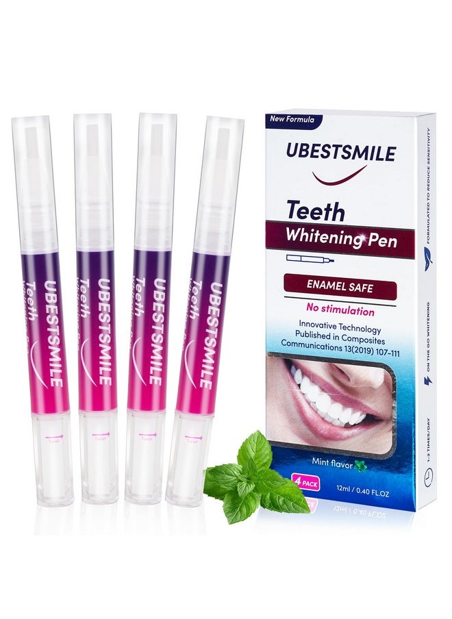UBESTSMILE Teeth Whitening Pen (4 Pcs) Whiten Teeth 40+ Uses Remove Stains Effective Painless Insensitive Fresh Fragrance Travelfriendly Datingfriendly Mint Flavor  - Image 1